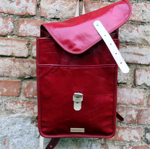 Woman Leather Backpack Red — foto 4
