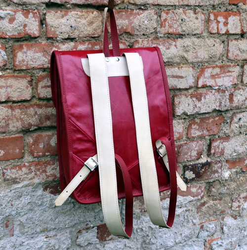Woman Leather Backpack Red — foto 5