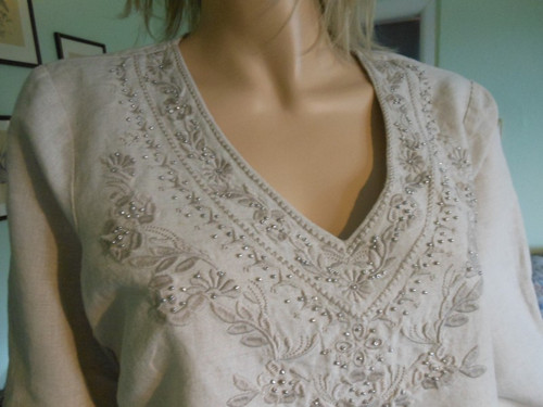 Boho, etno lněná tunika, vel.40 — foto 4