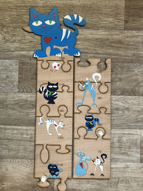 Dětský dřevěný metr - puzzle Kočka — foto 2