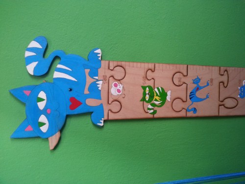 Dětský dřevěný metr - puzzle Kočka — foto 3