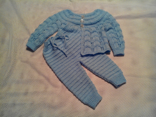 Bleděmodrá kojenecká soupravička 62/68/74 — foto 3