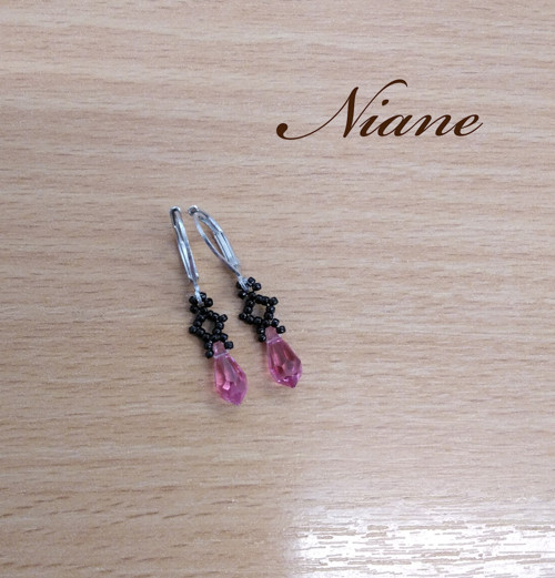 Růžová kapička - šité náušnice — foto 2