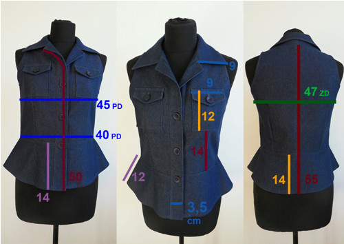 Tmavě modrá denim VESTA s límcem, v.38 — foto 6