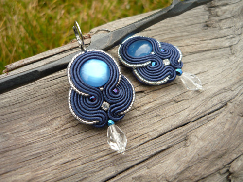 Soutache náušnice Blue & Silver — foto 2