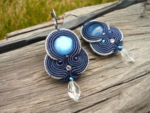 Soutache náušnice Blue & Silver — foto 4