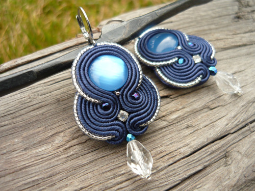 Soutache náušnice Blue & Silver — foto 3