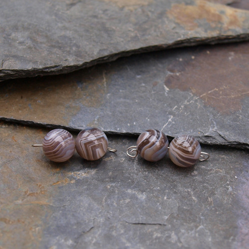 Achát Botswana, výběrový pár 0,8cm — foto 2