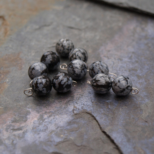 Obsidián vločkový , výběrový pár 0,9 cm — foto 2