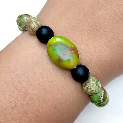 Elastický náramek onyx, regalit zelený — foto 3