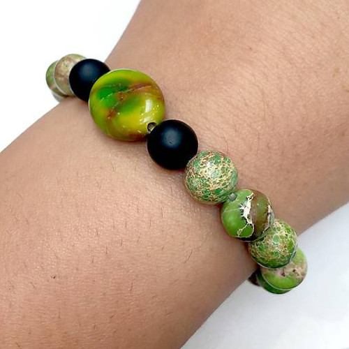 Elastický náramek onyx, regalit zelený — foto 4
