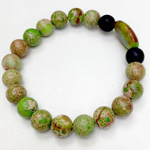 Elastický náramek onyx, regalit zelený — foto 2