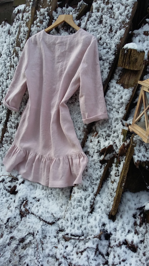Ľanové mini šatičky - ružové — foto 5