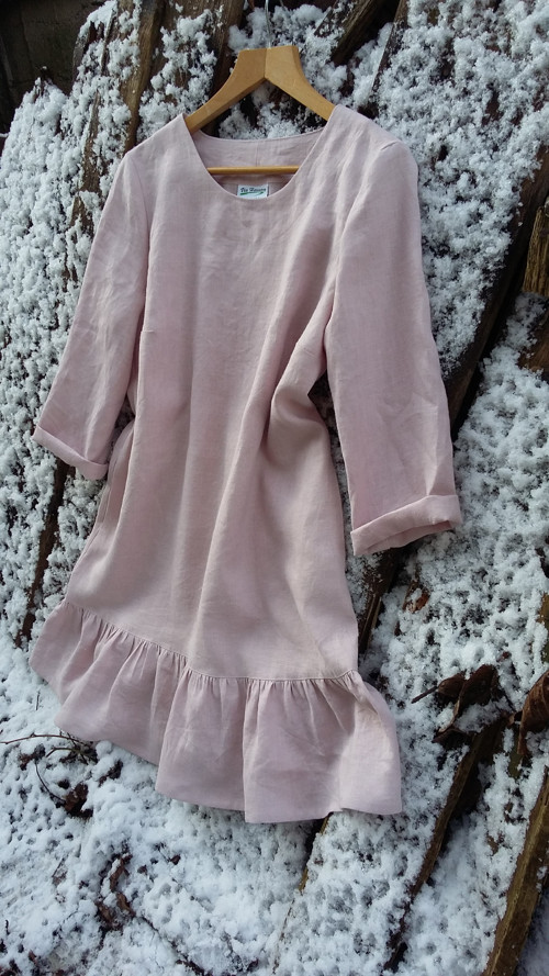 Ľanové mini šatičky - ružové — foto 4