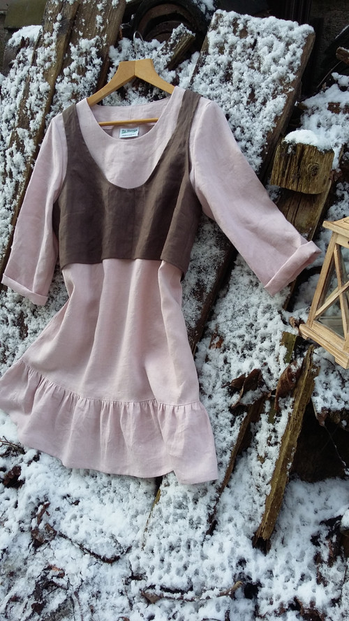 Ľanové mini šatičky - ružové — foto 6