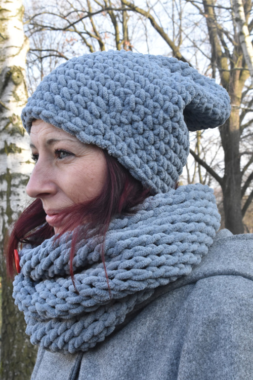Šála + čepice (šedá) — foto 4