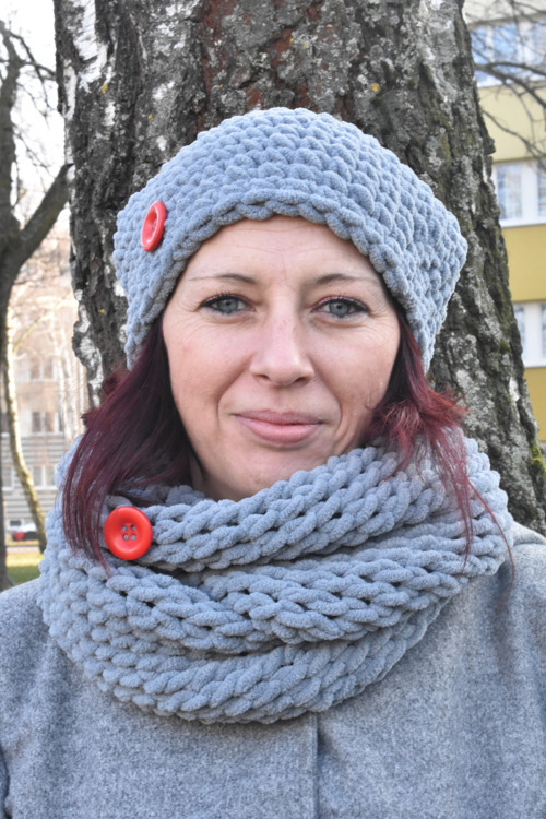 Šála + čepice - šedá — foto 4