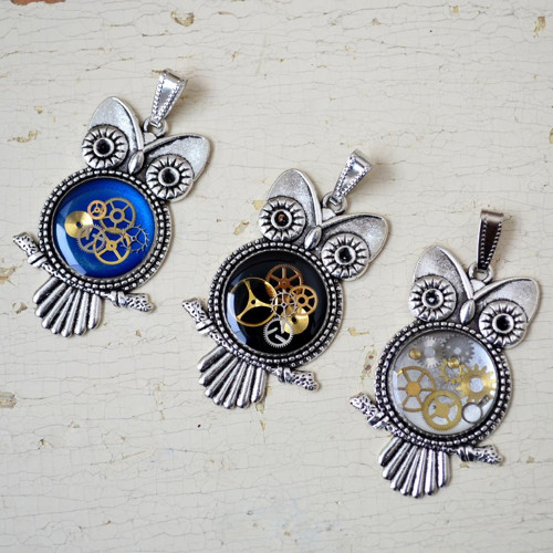 Barevná Sovička - Náhrdelník- Steampunk — foto 3