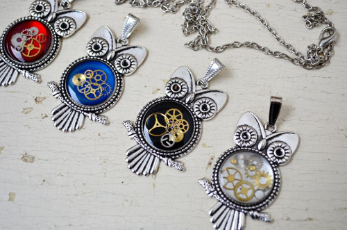 Barevná Sovička - Náhrdelník- Steampunk — foto 2