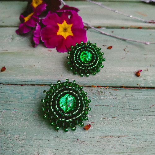 Sparkly earrings n.21 - vyšívané náušnice — foto 2