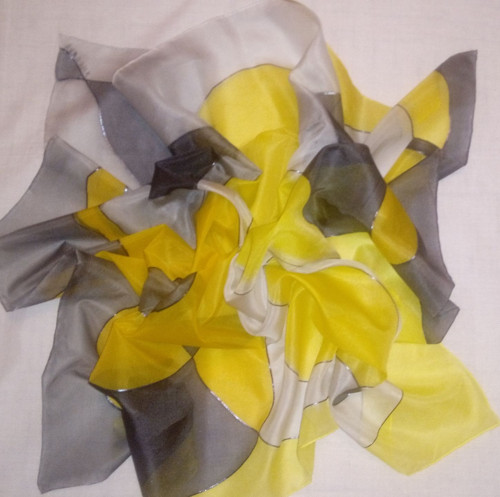 Šedožlutý šátek 90 x 90 — foto 2