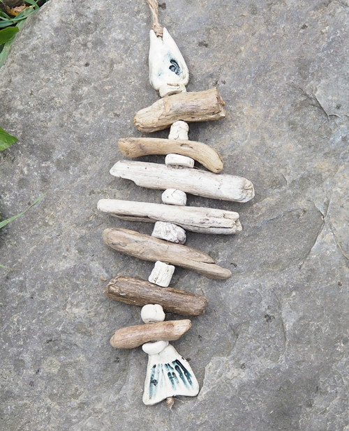 Závěs - ryba driftwood a keramika — foto 5