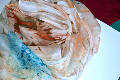 Hnědá oblíbená - hedvábná šála 180x45cm — foto 3