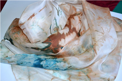 Hnědá oblíbená - hedvábná šála 180x45cm — foto 4