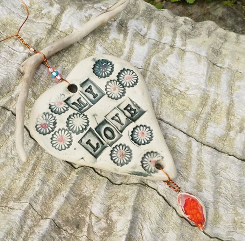 Závěs driftwood srdce — foto 3