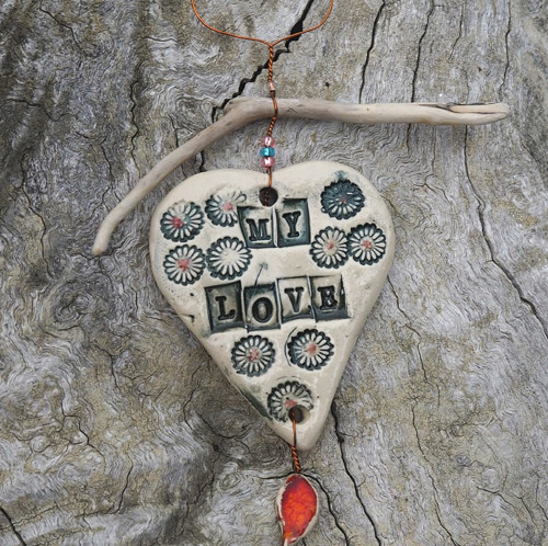 Závěs driftwood srdce — foto 2