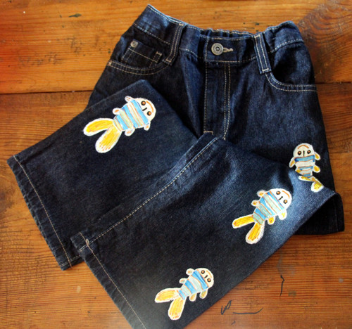 Jeans recy malované,vel. 116 — foto 2
