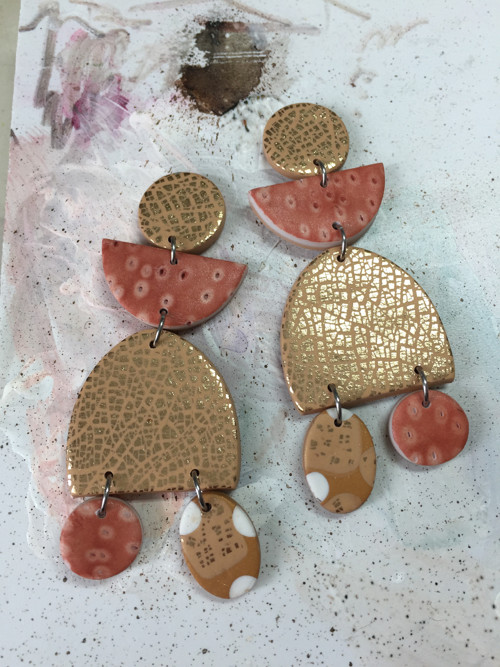 Náušnice zlatá-terracotta — foto 3