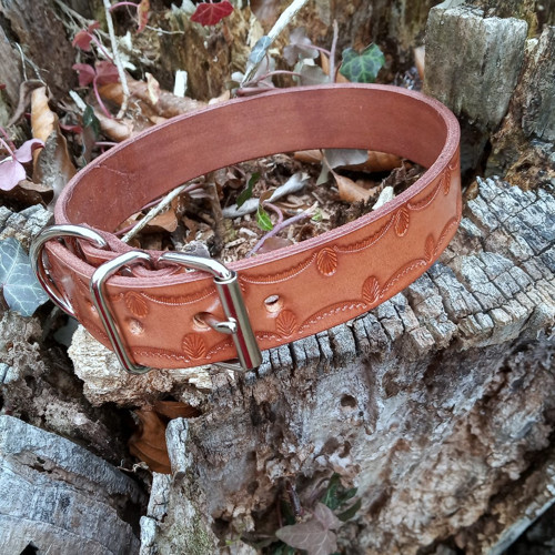 Kožený obojek 30 mm hněď mahagon — foto 3