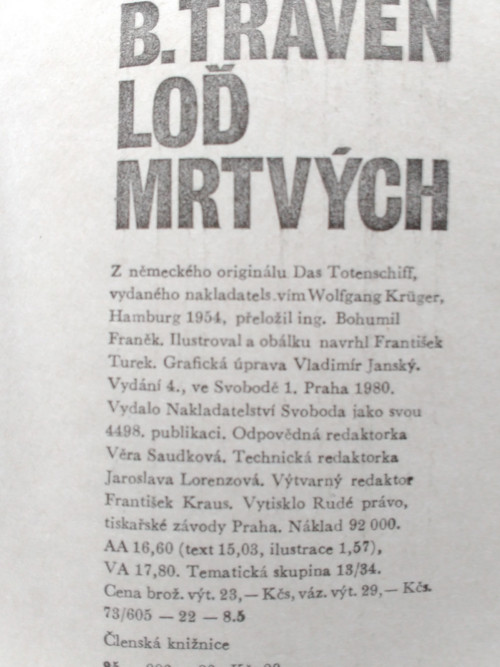 Kniha, B. Traven - Loď mrtvých — foto 3