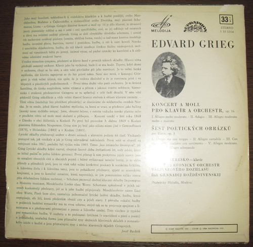 E. GRIEG: Koncert a moll, 6 skladeb, gramodeska — foto 4