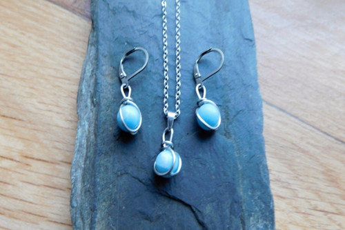 Naušnice - *LARIMAR v nerezu* — foto 2