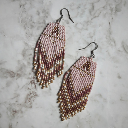 Violet & bronze - šité náušnice — foto 3