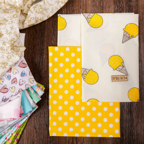 Bavlněné látky pro patchwork, sada - citronová — foto 2