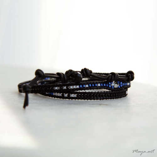 Modročerný trojitý náramek WEAVED BRACELET — foto 3