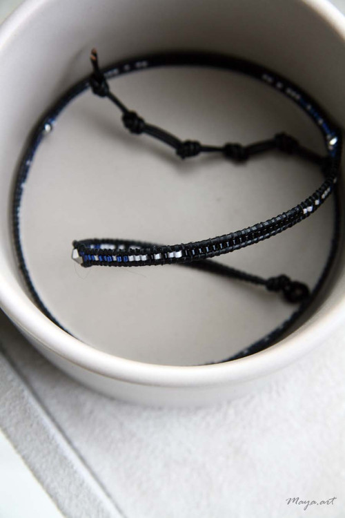 Modročerný trojitý náramek WEAVED BRACELET — foto 5