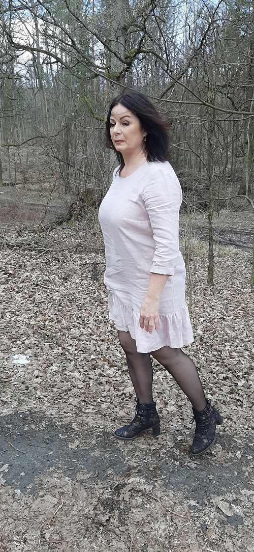 Ľanové mini šatičky - ružové — foto 3