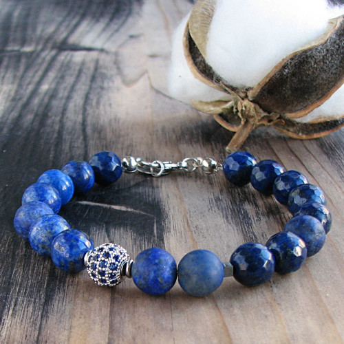 Náramek lapis lazuli, stříbro Ag925 — foto 2
