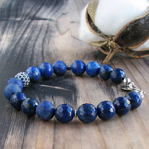 Náramek lapis lazuli, stříbro Ag925 — foto 3