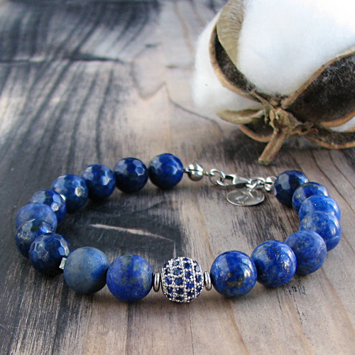 Náramek lapis lazuli, stříbro Ag925 — foto 5