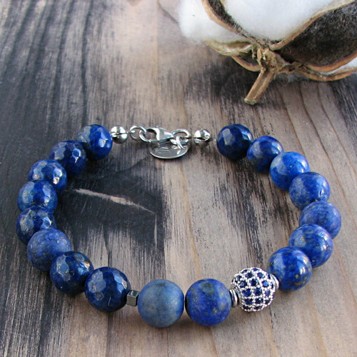 Náramek lapis lazuli, stříbro Ag925 — foto 6
