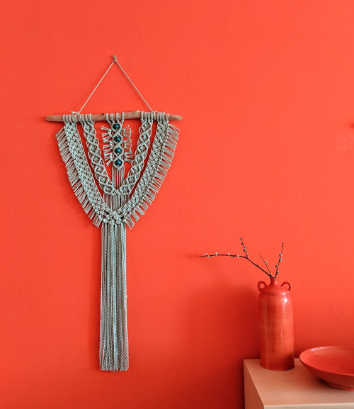 Macramé BOHO záves v mentolové farbe — foto 2
