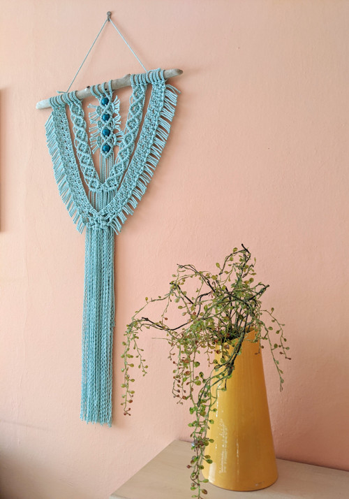 Macramé BOHO záves v mentolové farbe — foto 5