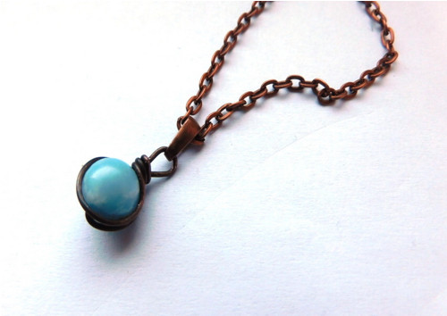 Náhrdelník - Larimar v mědi — foto 6