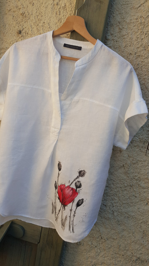 Bílý len s vlčím mákem, vel.M/L, oversized — foto 4