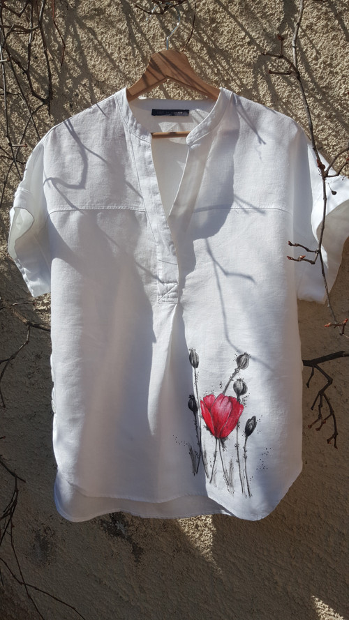 Bílý len s vlčím mákem, vel.M/L, oversized — foto 3